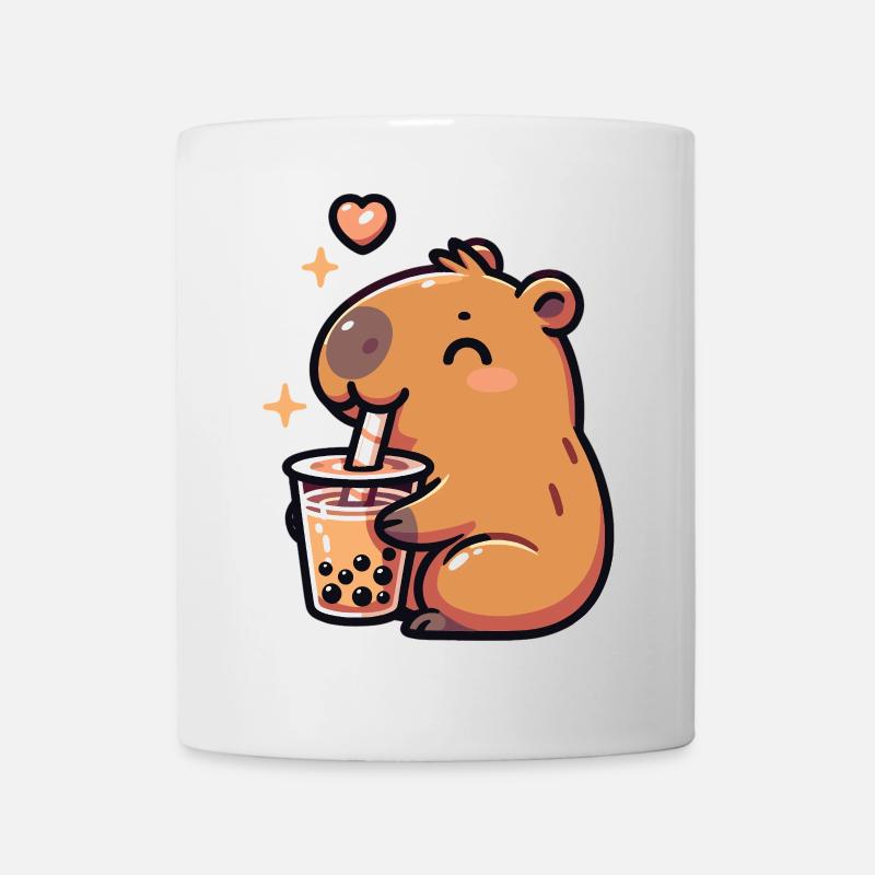 Capybaras trinkt Bubble Tea kawaii Boba Capybara - Tasse - Weiß