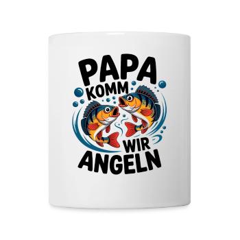 Papa komm wir angeln! Angelabenteuer mit Papa - Tasse - Weiß - Vorne