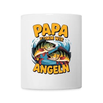 Papa komm wir angeln! Angelabenteuer mit Papa - Tasse - Weiß - Vorne