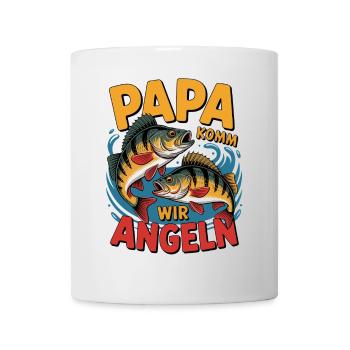 Papa komm wir angeln! Angelabenteuer mit Papa - Tasse - Weiß - Vorne
