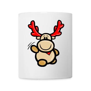Comic reindeer Elmondo waving happily - Mug - white - Front