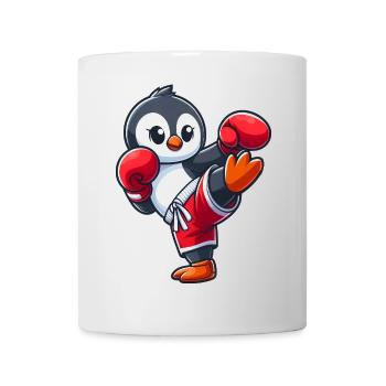 Cooler Pinguin Boxer Cartoon Kickboxer Kampfsport - Tasse - Weiß - Vorne