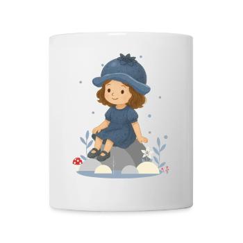Süßes Heidelbeer-Mädchen Illustration - Tasse - Weiß - Vorne