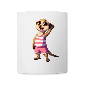 Playful meerkat motif in pink stripes - Mug - white - Front