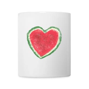 Melone, Wassermelone, Aquarell, Herz - Tasse - Weiß - Vorne