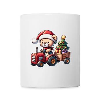Teddy as Santa Claus with tractor - Mug - white - Front