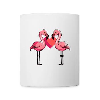 Couple de flamants roses d’amour Oiseau Saint-Valentin - Mug blanc - blanc - Devant