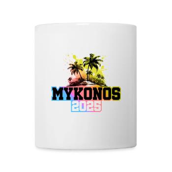 Mykonos 2025 Palmen Bunt - Tasse - Weiß - Vorne