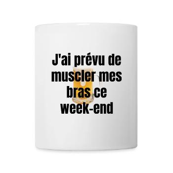 Humour avec bière et musculation. - Mug blanc - blanc - Devant