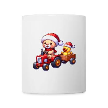 Teddy comme le Père Noël et petit canard mignon - Mug blanc - blanc - Devant