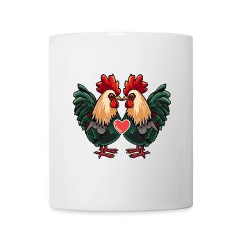 Hahn Paar Herz - Tasse - Weiß - Vorne