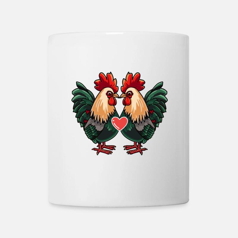 Hahn Paar Herz - Tasse - Weiß