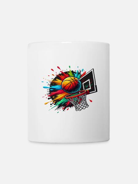 Bunte Basketball Tie Dye Farbe Splash Hoop Net - Tasse - Weiß