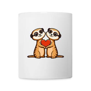 Erdmännchen Paar Valentinstag - Tasse - Weiß - Vorne