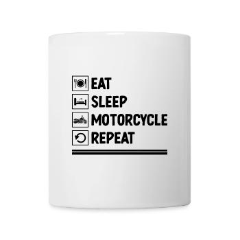 Essen Schlaf Motorrad Wiederholung Motorradfahren Biker Mot - Tasse - Weiß - Vorne