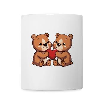 Ours Couple Coeur - Mug blanc - blanc - Devant
