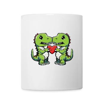 Dinosaur T-Rex Couple Heart - Mug - white - Front