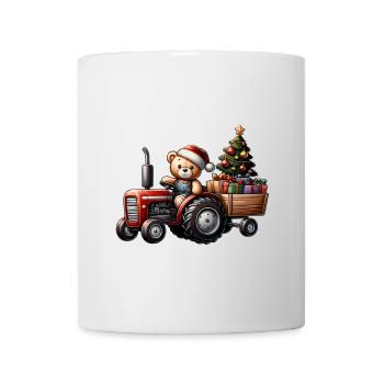 Teddy as Santa Claus with tractor - Mug - white - Front
