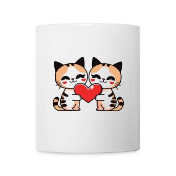 Chat Couple Coeur - Mug blanc - blanc - Devant
