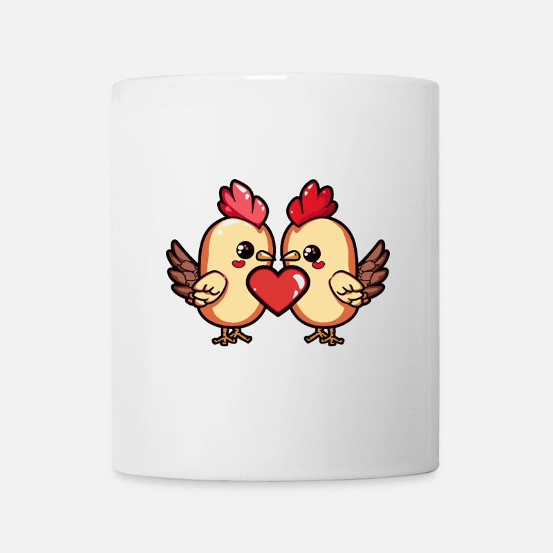 Hühner Paar Herz - Tasse - Weiß