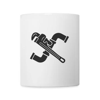 Klempnerarbeiten 24 7 Logo, Rohrzange - Tasse - Weiß - Vorne