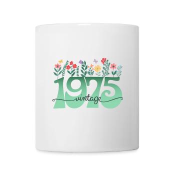 Motif Fleurs 1975 Fête Anniversaire Femme 50 Ans - Mug blanc - blanc - Devant
