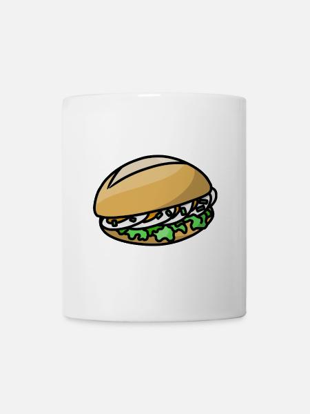 Eibrötchen belegtes Brötchen mit Ei & Schnittlauch - Tasse - Weiß