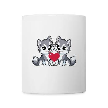 Couple de loups coeur - Mug blanc - blanc - Devant