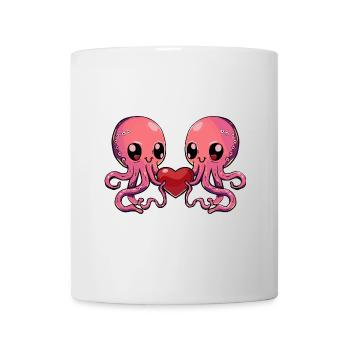 Poulpe Couple Coeur - Mug blanc - blanc - Devant