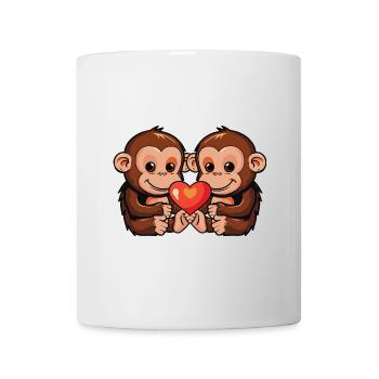 Monkey Couple Heart Valentine's Day - Mug - white - Front