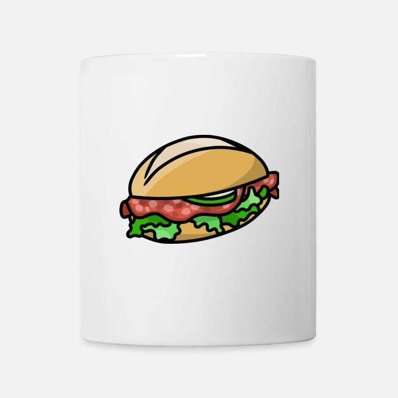 Salamibrötchen belegtes Brötchen mit Salami Wurst - Tasse - Weiß