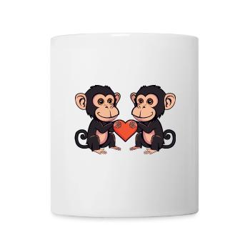 Monkey Couple In Love Valentine's Day - Mug - white - Front