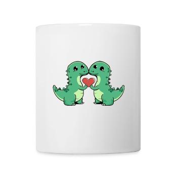 Dinosaur brontosaurus couple heart - Mug - white - Front