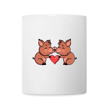 Wildschwein Paar Valentinstag - Tasse - Weiß - Vorne