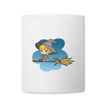 Fliegende Hexe im Kawaii-Stil - Tasse - Weiß - Vorne