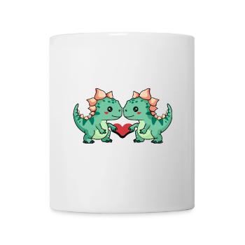 Dinosaur stegosaurus couple heart - Mug - white - Front