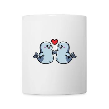 Phoque Couple Coeur - Mug blanc - blanc - Devant