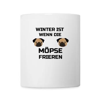 winter ist wenn die möpse frieren - Tasse - Weiß - Vorne