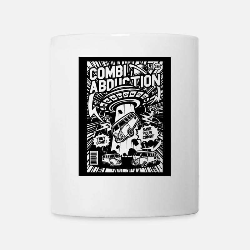 Alien Kidnapping Comic Ufo Flying Saucer - Mug - white