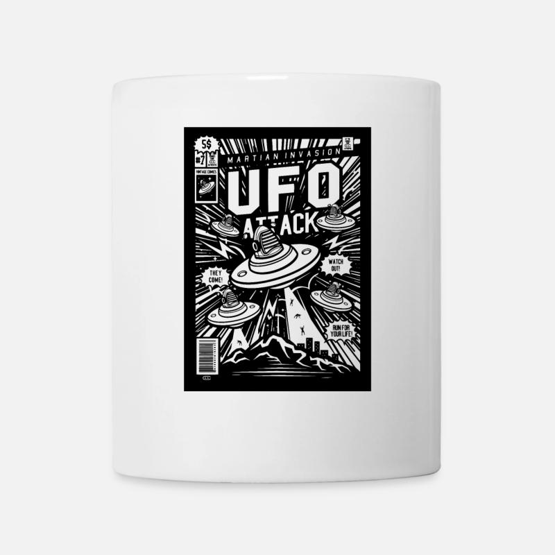 Alien Entführung Comic Ufo fliegende Untertasse - Tasse - Weiß
