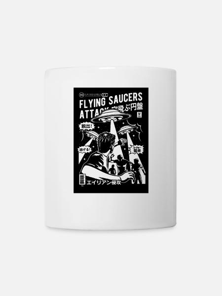 Alien Entführung Comic Ufo fliegende Untertasse - Tasse - Weiß
