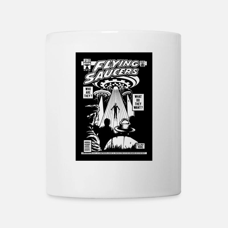 Alien Kidnapping Comic Ufo Flying Saucer - Mug - white
