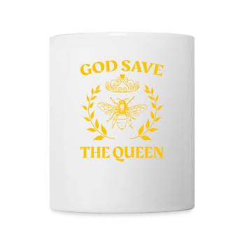 God Save The Queen Bee Queen with Crown Beekeeper - Mug - white - Front