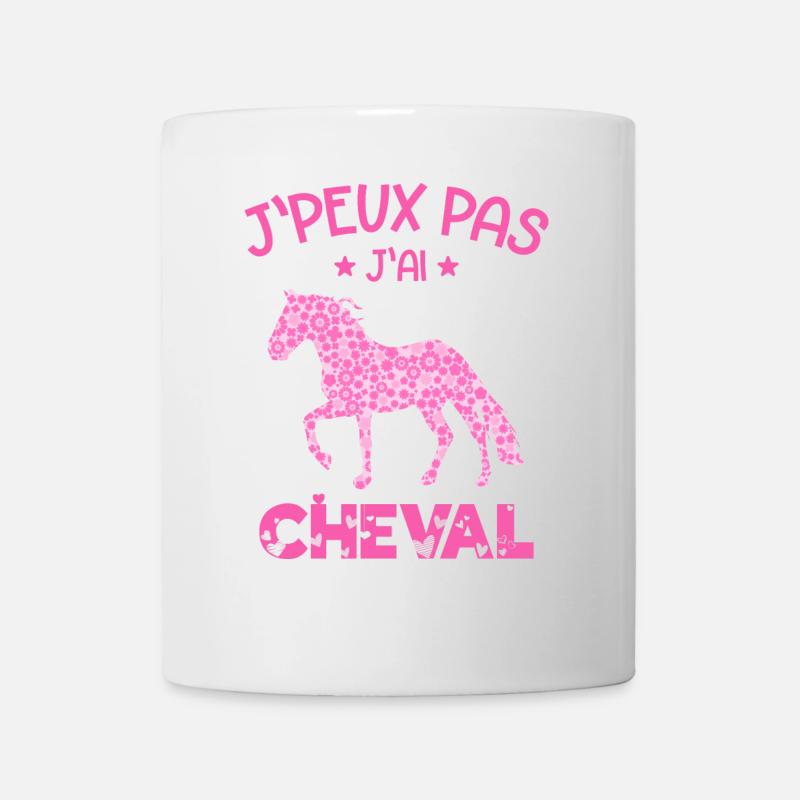 j'peux pas j'ai cheval - cadeau fille - Mug blanc - blanc