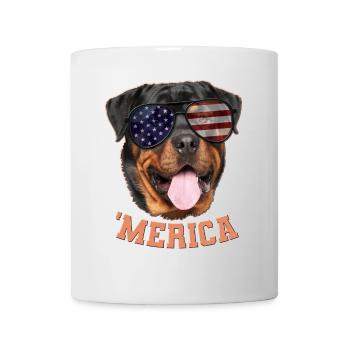 Merica Rottweiler Amerikanische Unabhängigkeitstag Geschenk - Tasse - Weiß - Vorne
