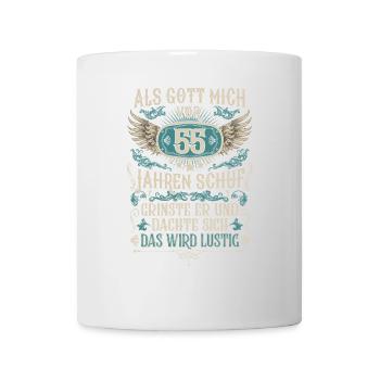 Als Gott mich vor 55 Jahren schuf 55. Geburtstag - Tasse - Weiß - Vorne