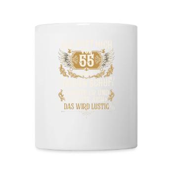Als Gott mich vor 55 Jahren schuf 55. Geburtstag - Tasse - Weiß - Vorne