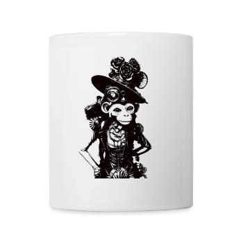 Steampunk crazy Monkey im einzigartigen Design - Tasse - Weiß - Vorne