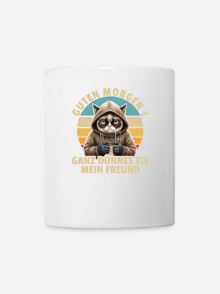 Guten Morgen Ganz dünnes Eis - Katze - Tasse - Weiß