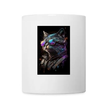 Coole Biker-Katze - Tasse - Weiß - Vorne